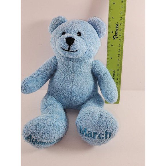 Vtg The Petting Zoo Aquamarine March Teddy Bear Plush Stuffed Animal PVC Pellets - Picture 2 of 8